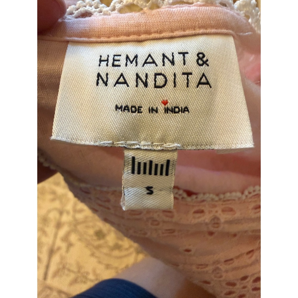 Hemant and Nandita Eyelet Lace Mini Dress Pink Lilac Lavender Boho Small - Picture 5 of 5